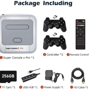 Kinhank Retro Game Console 256GB, Super Console X PRO Built-in 65,000+ Games, Video Game Console Systems for 4K TV HD/AV Output, Dual Systems (256G)