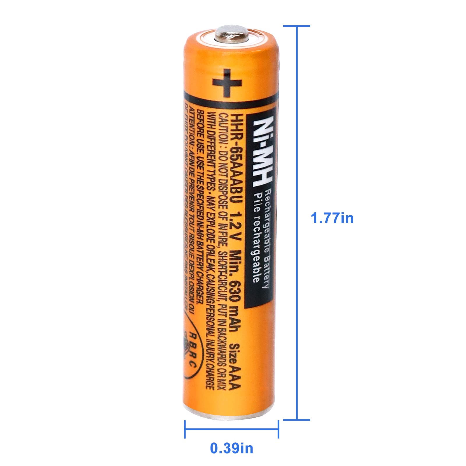 EOCIK HHR-65AAABU NI-MH AAA Rechargeable Battery for Panasonic 1.2V 630mAh AAA Rechargeable Battery for Cordless Phones (630-8pcs)