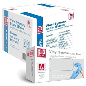 jointown basic medical synmax vinyl exam gloves - latex-free & powder-free - medium, bmpf-3002(case of 1,000)