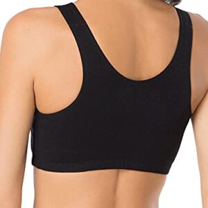 Fruit of the Loom Women's Built Up Tank Style Sports Bra, Black/WHT/WHT/Heather Grey, 34