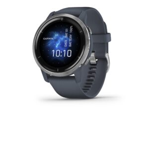 garmin 010-02430-00 venu 2, gps smartwatch, advanced health monitoring, fitness features, silver bezel with graniteblue case and silicone band