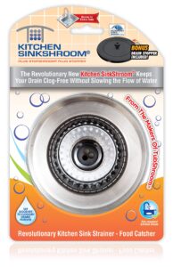 sinkshroom revolutionary clog-free sink strainer basket with stopper, stainless steel