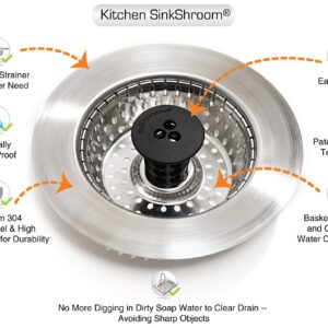 SinkShroom Revolutionary Clog-Free Sink Strainer Basket with Stopper, Stainless Steel