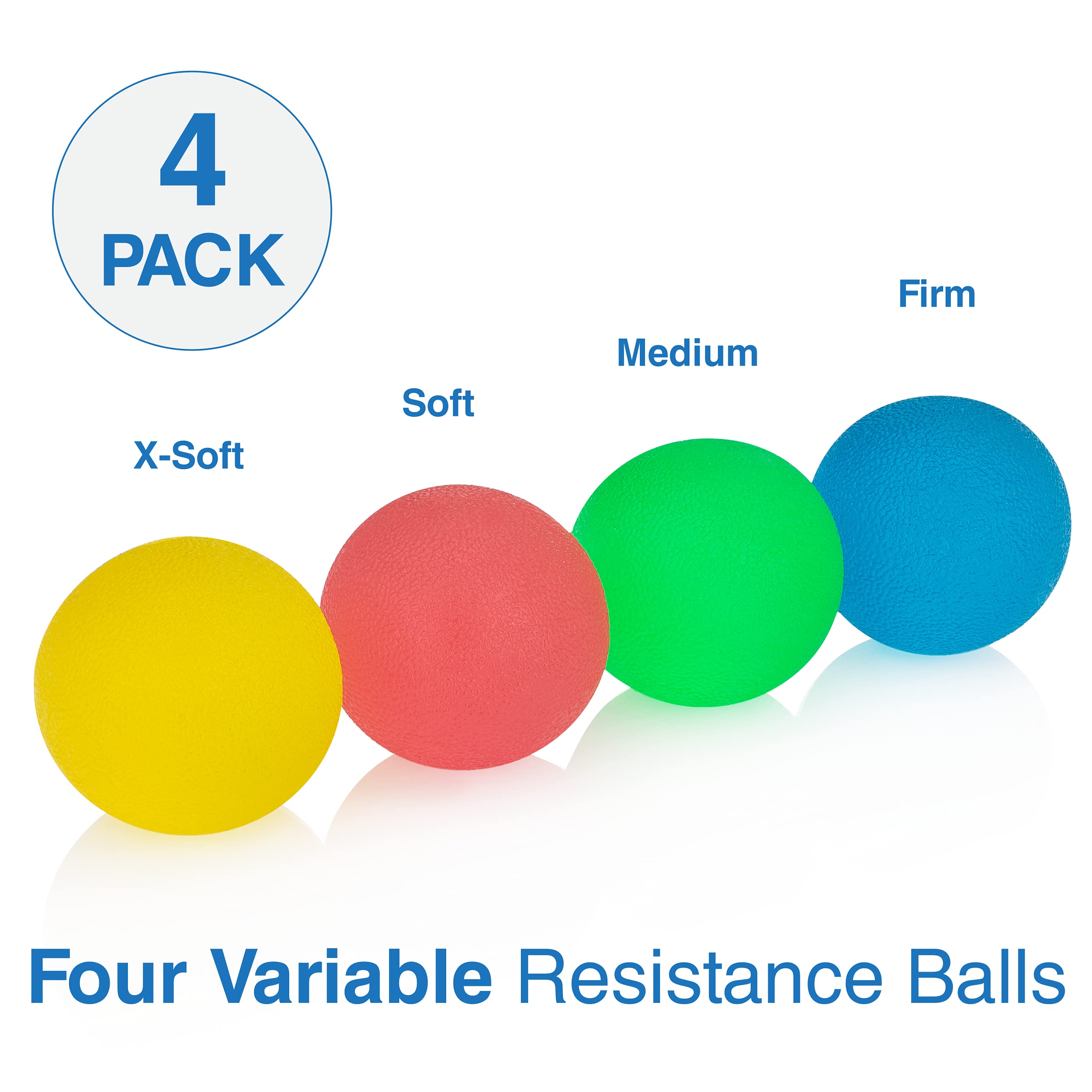 FlintRehab Premium Hand Exercise Balls - Workout Set of 4 for Carpal Tunnel Stress/Pain Relief, Physical Therapy - Arthritis - Hand Grip Strengthening