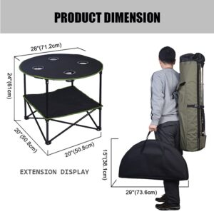 LEADALLWAY Camping Tables That Fold Up Lightweight Portable Outdoor Table with 4 Cup Holders and Carrying Bags for Outdoor Picnic,Barbecue,Travel,Fishing(Black+Army Green)