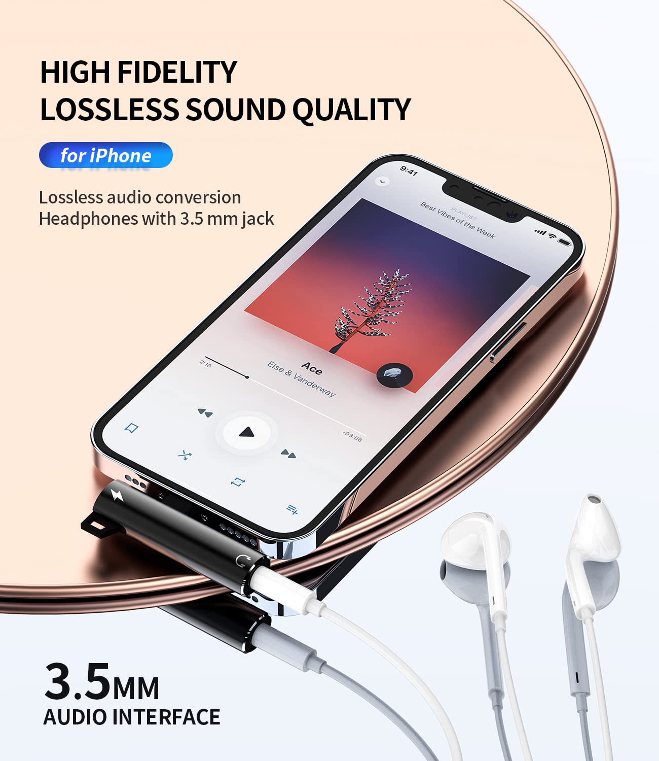 Zoyuzan Lightning to 3.5mm AUX Audio Adapter for iPhone 11, 12, Mini, Pro, Max, XS, XR - Male to Female