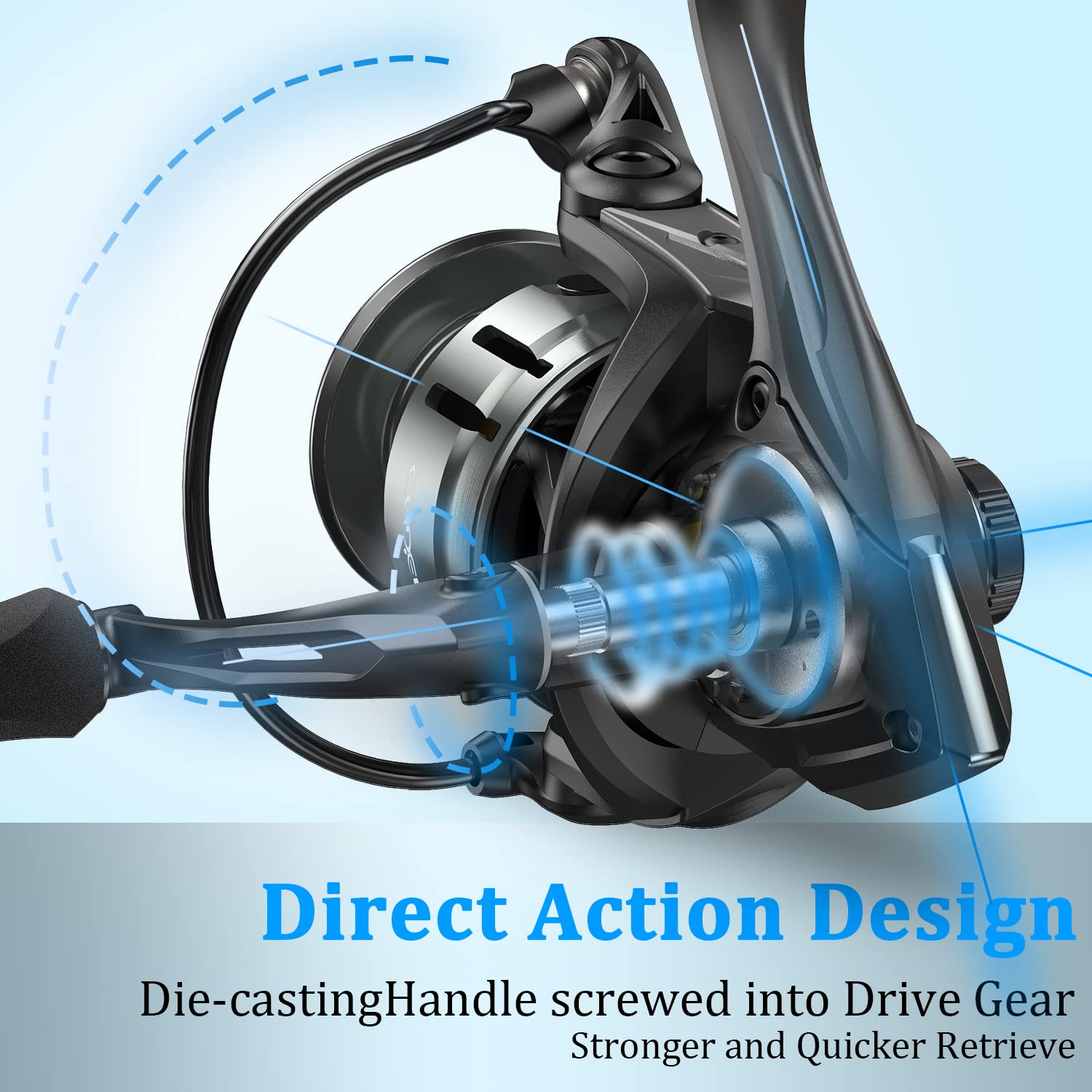 Cadence Essence Spinning Reel, Lightweight Carbon Frame and Side Plates, 9 + 1 Durable & Corrosion Resistant Ball Bearing System, Smooth and Powerful Drag