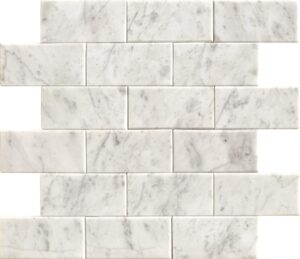 simple tile - diy peel and stick genuine marble mosaic tile for kitchen and bathroom backsplash, carrara white 2"x4" big brick deep belveled, 12"x12"x1/4", polished (sample 12"x4")