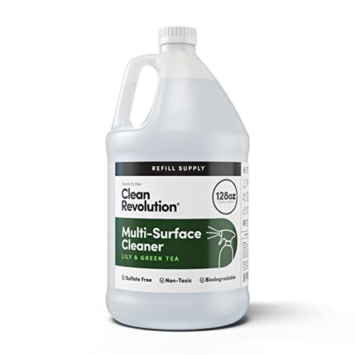 Clean Revolution Multi Surface Cleaner Refill Supply, Non-Toxic, Eco-Friendly & Plant-Based, Ready to Use, Lily & Green Tea, 128 Fl Oz (1 Gallon)