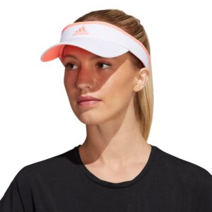 adidas womens Match visors headwear, Jersey Hats White/Acid Red, One Size US