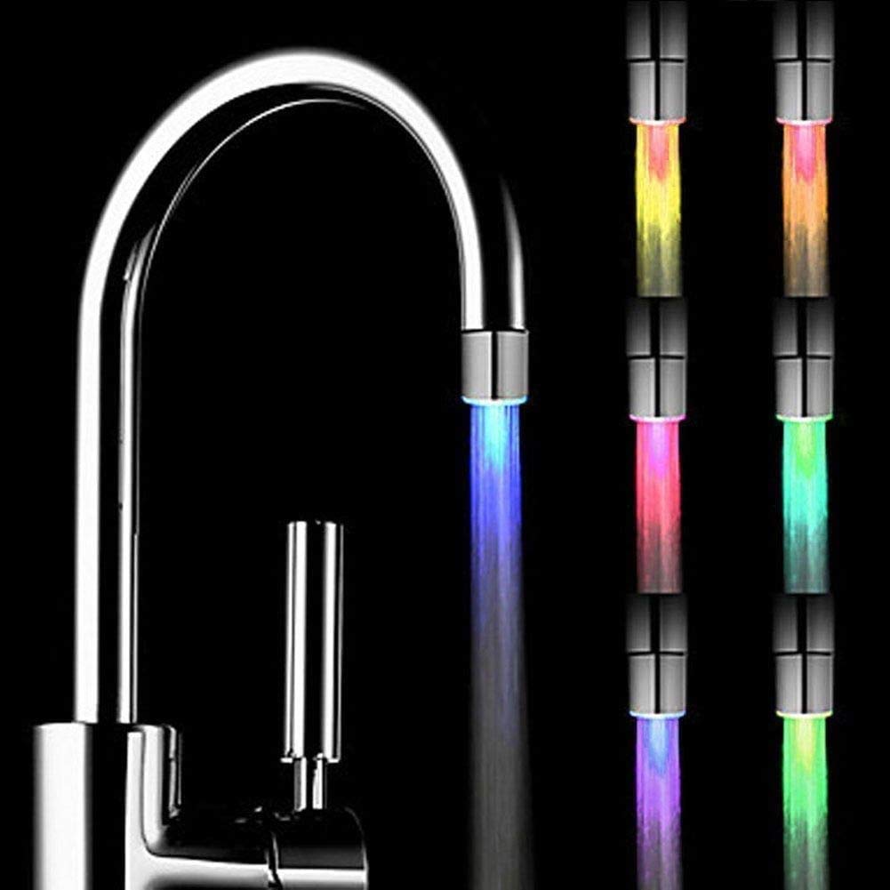 LED Faucet Lights 7 Color Changing Automatically Glow Faucet Aerator Led Water Faucet Tap Filters for Sink Kitchen Bathro​om (7 Color 3 PCS)