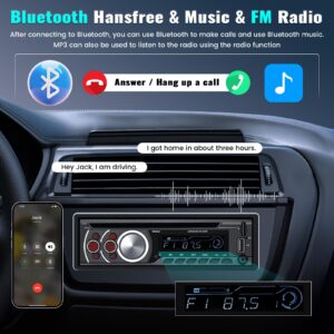 Single Din Car Stereo Bluetooth Car CD DVD Player HandsFree Calling Head Unit FM Radio Receiver USB Charging Power-Off Memory MP3 Car Player Support CD/DVD/VCD/AUX/RCA/TF Input + Remote Control