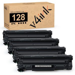 v4ink 4PK Compatible CRG128 Toner Cartridge Replacement for Canon 128 Black Toner Cartridge CRG-128 Ink for Canon imageclass D530 D550 LBP6230dw MF4450 MF4570dw MF4770n MF4890dw MF4880dw Printer