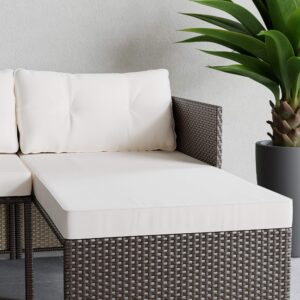 Edenbrook Bayview Rattan Patio Furniture - Mix and Match Outdoor Furniture, L-Shape Sofa Only, Brown Rattan/Cream