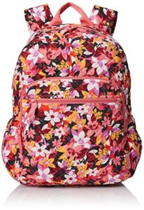 vera bradley women's cotton campus backpack, rosa floral - recycled cotton, one size