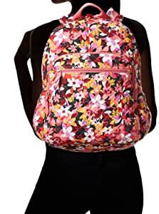 Vera Bradley Women's Cotton Campus Backpack, Rosa Floral - Recycled Cotton, One Size