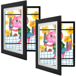 golden state art, 10x12.5 kids art frames, front-opening, great for kids drawings, artworks, children art projects, schoolwork, home or office (black, set of 2)