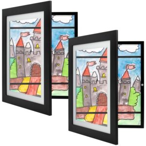 Golden State Art, 10x12.5 Kids Art Frames, Front-Opening, Great for Kids Drawings, Artworks, Children Art Projects, Schoolwork, Home or Office (Black, Set of 2)