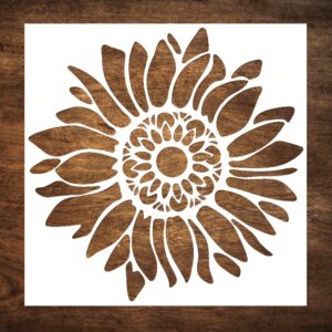 DLY LIFESTYLE Boho Sunflower Stencil for Painting on Wood, Canvas, Paper, Fabric, Walls and Furniture - Sunflower Stencil - 7x7 Inches - Reusable DIY Art and Craft Stencils - Flower Stencil