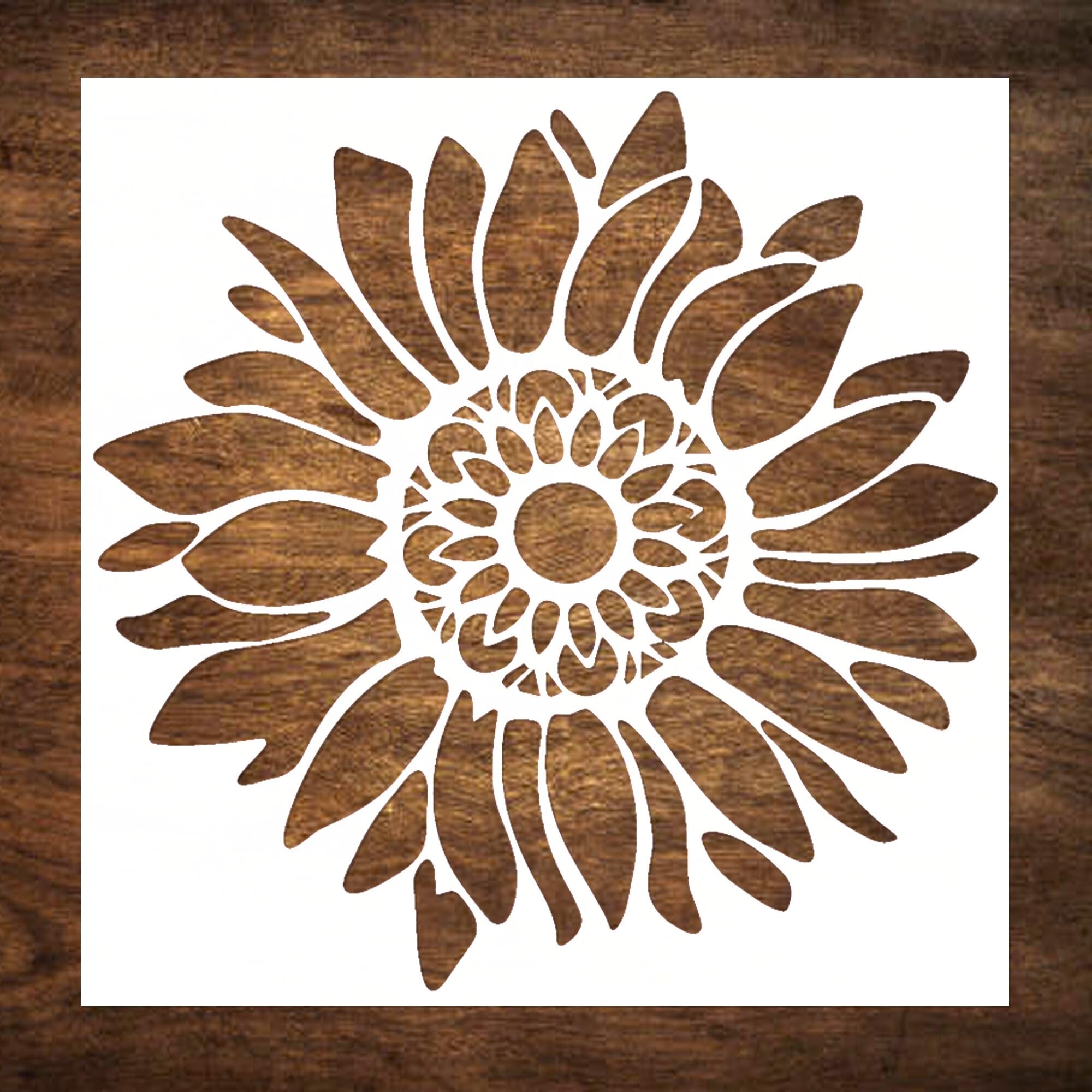 DLY LIFESTYLE Boho Sunflower Stencil for Painting on Wood, Canvas, Paper, Fabric, Walls and Furniture - Sunflower Stencil - 7x7 Inches - Reusable DIY Art and Craft Stencils - Flower Stencil