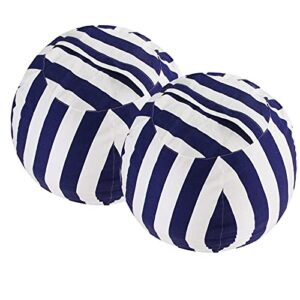 miaowater 2 pcs stuffed animal storage bean bag chair cover, cotton canvas beanbag with zipper for organizing kid's and adults room vertical stripe blue 24"