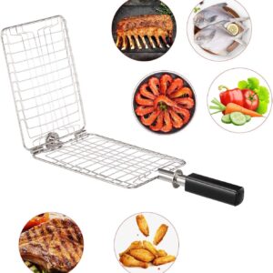 R.W.FLAME Infrared Propane Gas Grill Tabletop, Stainless Steel Small Barbecue Grill, Compact BBQ Grill with Probe, Foldable Dustproof Panel, Grilling Basket, Temperature Control,Less Smoke