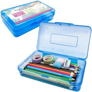 Nuozme Plastic Translucent Pencil Box,Pencil Cases with Snap-Tight Lid for Pens, Pencils, School Supplies,Office Supplies, 1 Pack