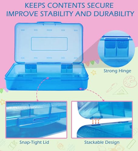 Nuozme Plastic Translucent Pencil Box,Pencil Cases with Snap-Tight Lid for Pens, Pencils, School Supplies,Office Supplies, 1 Pack