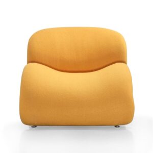 Manhattan Comfort Rosebud Mid Century Modern Wool Blend Living Room Accent Chair with Metal Frame, 30.3", Set of 2, Yellow