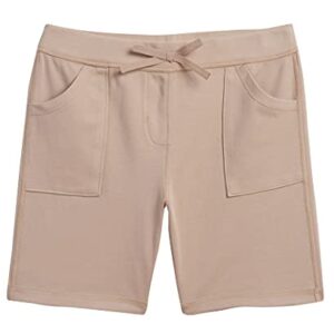 IZOD Girls' School Uniform Sensory-Friendly Soft Pull-on Short, Khaki, 7