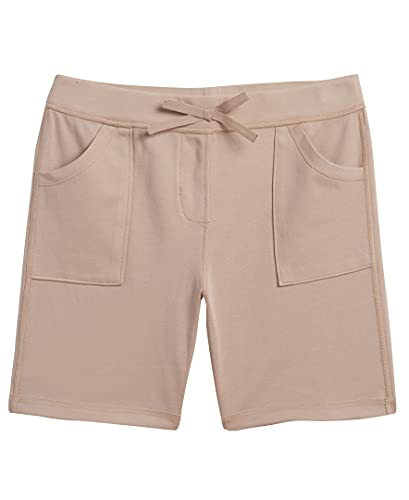 IZOD Girls' School Uniform Sensory-Friendly Soft Pull-on Short, Khaki, 7