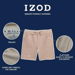 IZOD Girls' School Uniform Sensory-Friendly Soft Pull-on Short, Khaki, 7