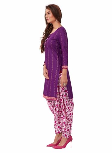 Miraan Women's Cotton Printed Readymade Salwar Suit XXX-Large Purple