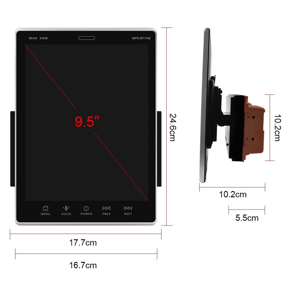 2GB 32GB Android Car Stereo Double Din 9.5'' HD Moving Vertical Touch Screen in Dash Car Radio GPS Navigation Bluetooth, Multi Screen Display, Mirror Link, WiFi, SWC, USB, Rear Camera 2 Din Radio