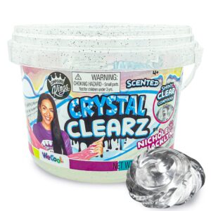 compound kings fluffy scented crystal clearz slime bucket by nichole jacklyne for girls & boys | sensory toys | non-sticky | stress-reducing tacticle