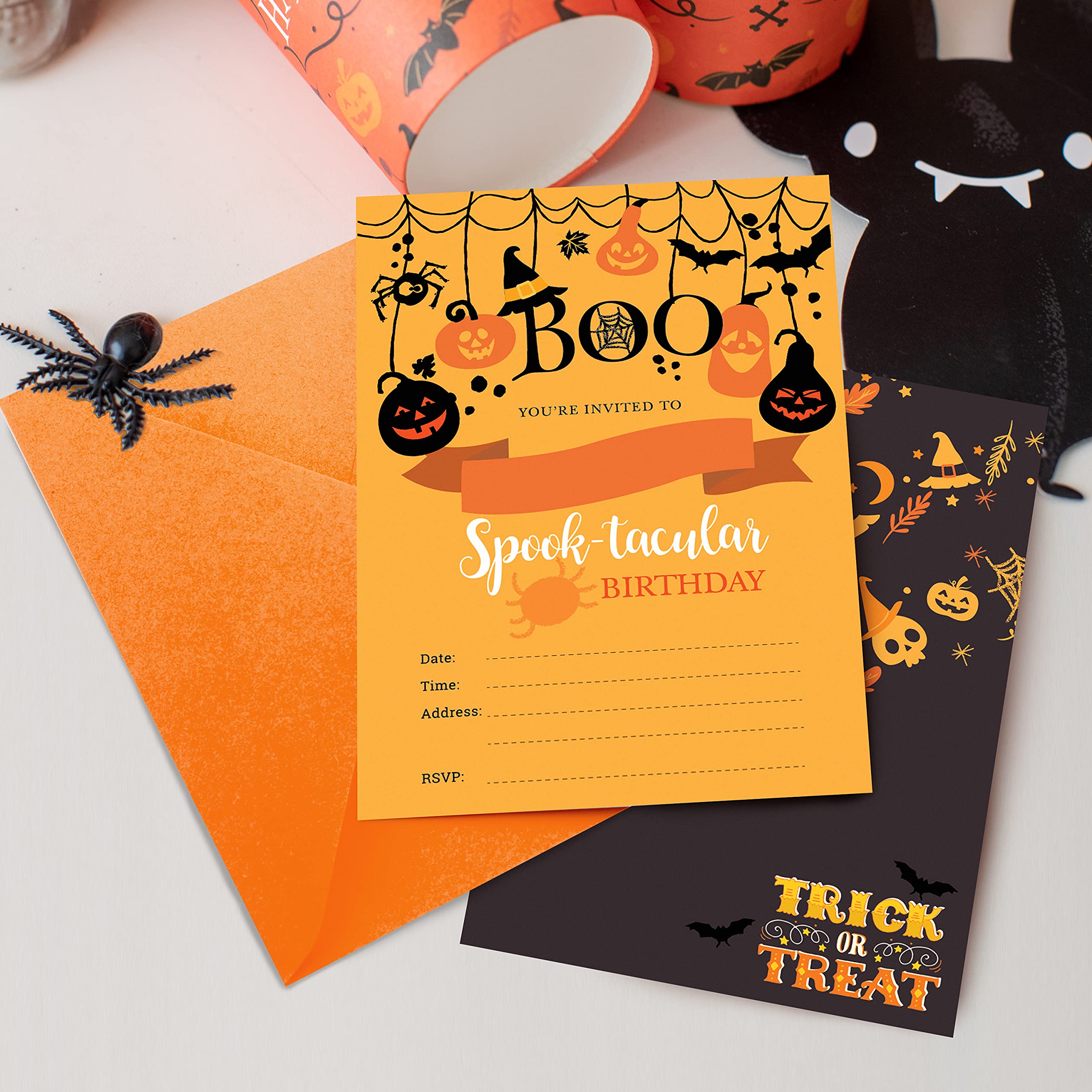 Joyful Toys Halloween Birthday Invitations with Envelopes Pack of 20 | Holloween Birthday Invites 5" x 7" Cards - Ideal for Kids Halloween Party Decorations & Halloween Party Supplies