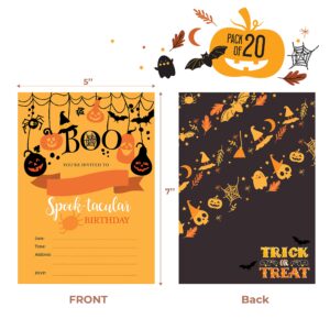 Joyful Toys Halloween Birthday Invitations with Envelopes Pack of 20 | Holloween Birthday Invites 5" x 7" Cards - Ideal for Kids Halloween Party Decorations & Halloween Party Supplies