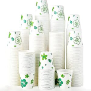 [300 Pack] Paper Cups, 3oz Disposable Bathroom Cups, Mouthwash Cups, Cold Disposable Drinking Cup for Party, Picnic, BBQ, Travel, and Event, Green Floral