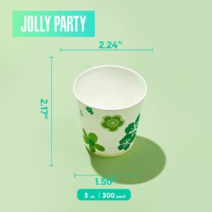 [300 Pack] Paper Cups, 3oz Disposable Bathroom Cups, Mouthwash Cups, Cold Disposable Drinking Cup for Party, Picnic, BBQ, Travel, and Event, Green Floral