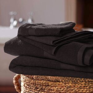 BOUTIQUO 8 Piece Towel Set 100% Ring Spun Cotton, 2 Bath Towels 27X54, 2 Hand Towels 16X28 and 4 Washcloths 13X13 - Ultra Soft Highly Absorbent Machine Washable Hotel Spa Quality - Chocolate Brown