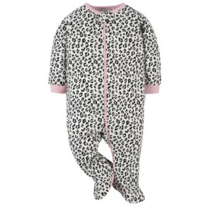 Gerber Baby Girls 4 Pack Sleep 'N Play Footie Leopard Pink 0-3 Months