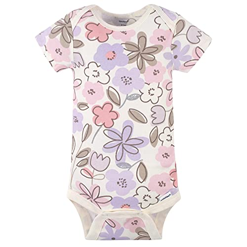 Gerber Baby Girls' 4-Pack Short Sleeve Onesies Bodysuits, Bunny Ballerina Purple, 6-9 Months