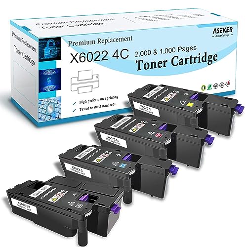 ASEKER Phaser 6022 Remanufactured Toner Cartridge Replacement for Xerox WorkCentre 6027 6025 Phaser 6022 6020 (1 Black 106R02759, 1 Cyan 106R02756, 1 Magenta 106R02757, 1 Yellow 106R02758, 4 Pack )