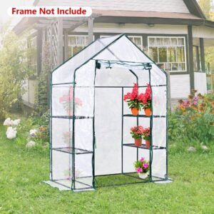 SHANGXING Walk in Greenhouse Replacement Cover with Roll-Up Zipper Door- 28"x56"x76" PVC Plant Gardening Greenhouse Cover for Gardening Plants Cold Frost Protection Wind Rain Proof (No Frames Include)