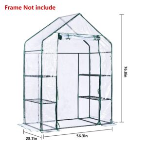 SHANGXING Walk in Greenhouse Replacement Cover with Roll-Up Zipper Door- 28"x56"x76" PVC Plant Gardening Greenhouse Cover for Gardening Plants Cold Frost Protection Wind Rain Proof (No Frames Include)