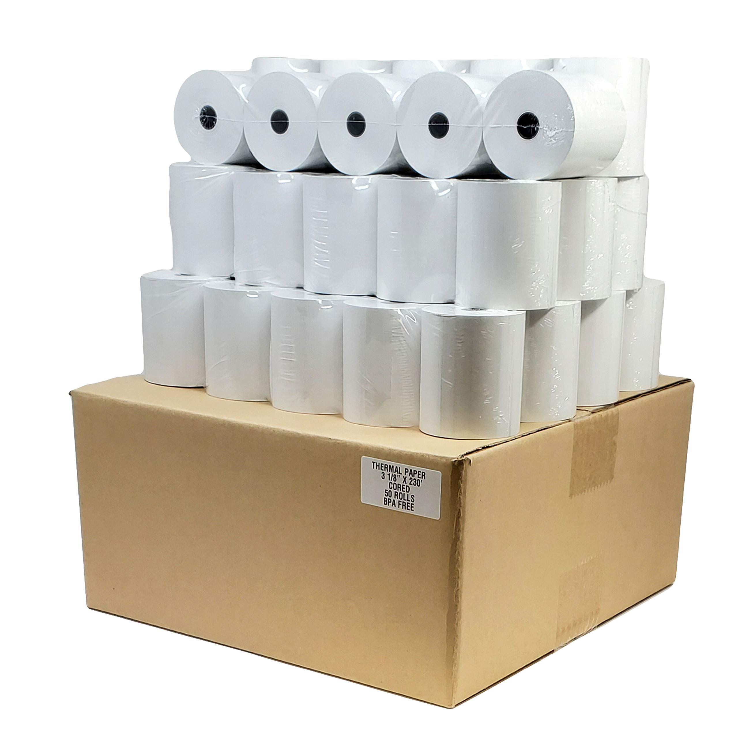 (55 GSM Solid Tube Core) DropShip 3 1 8 x 230 thermal paper (100 Rolls - 2 Cases) bpa free - citizen thermal printer paper ct-s801 - BuyRegisterRolls