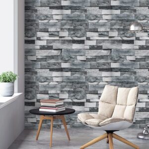 timeet grey brick wallpaper peel and stick wallpaper stone wallpaper 17.7”x 118” self adhesive removable vintage brick wall paper faux textured wallpaper home decoration