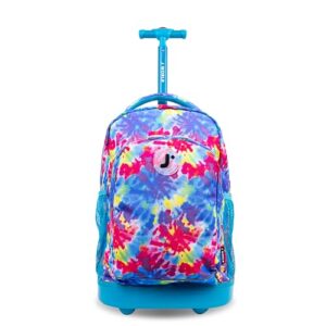j world new york kids' sunny rolling backpack adults, tie dye, one size