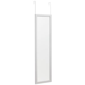 PARANTA Full Length Mirror Wall-Mounted Over The Door Long Dressing Mirror Rectangular Cheap Door Mirror for Bedroom and Home Gym with 2 Hooks, White(47" H x 13" W x 0.6" D)