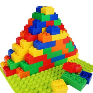 aotipol building blocks for kids toddlers including a baseplate, 101-piece large classic building bricks set for kids of all ages, basic stem toys gift, compatible with all major brands